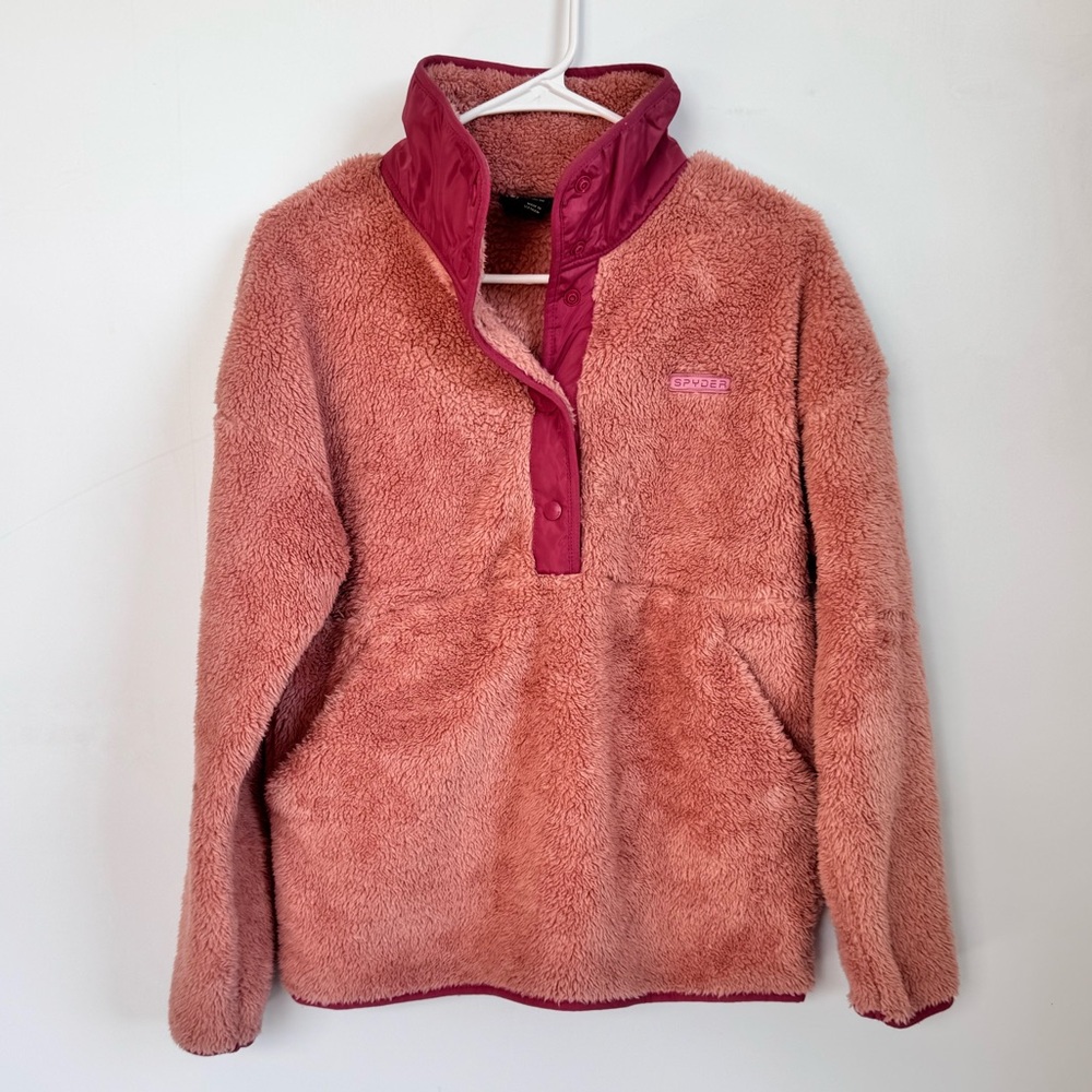 Spyder Pink Fleece Pullover with Button Neck Size Medium